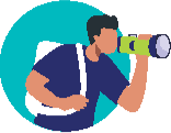 man looking through camcorder
